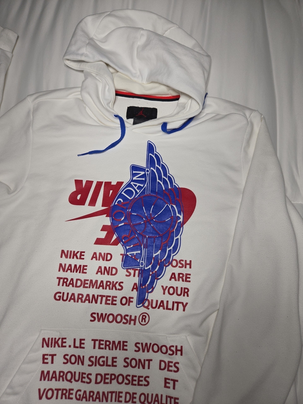 Nike Air Jordan Hoodie Mens Large White Jumpman Wings Graphic Swoosh Spellout